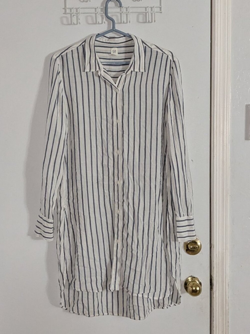 GAP Vertical Stripe High-Low Shirtdress - Coastal/Preppy